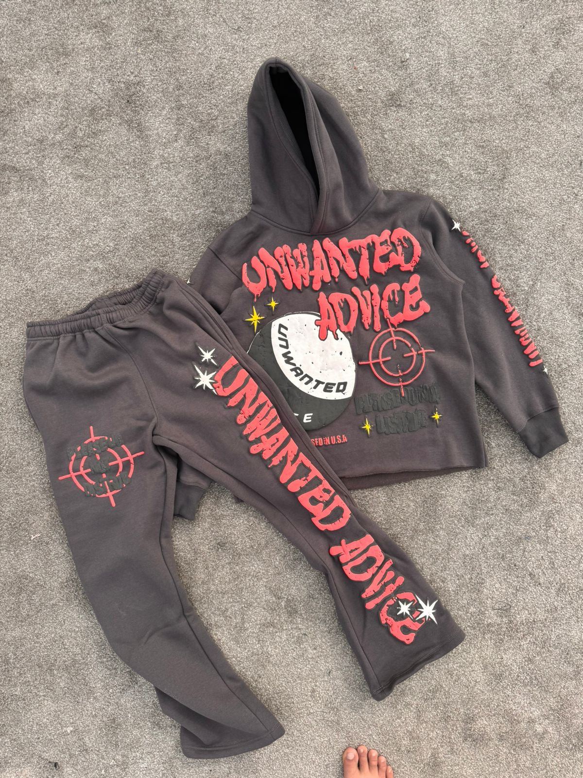 Unwanted Advice Tracksuit (Grey + Red)