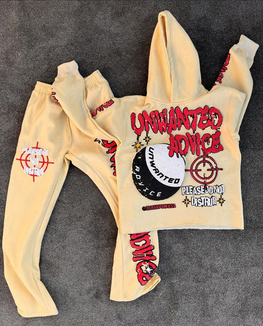 Unwanted Advice SweatSuit (Cream +Red)