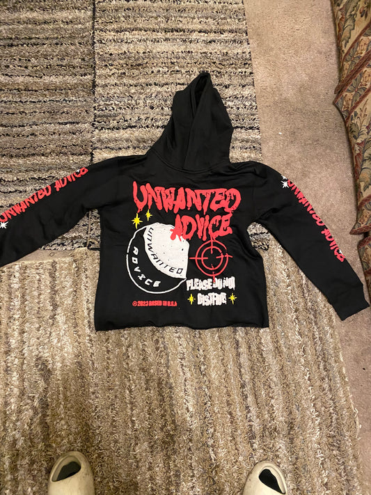 Unwanted Advice Cropped Hoodie Black/Red